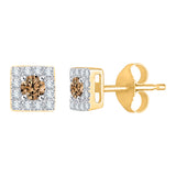 10K Yellow Gold~Brown and White Diamond
