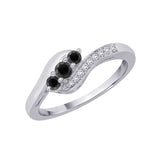 10K White Gold~Black and White Diamond,Sterling Silver~Black and White Diamond