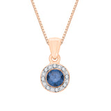 14K Rose Gold~Blue and White Diamond, 10K Rose Gold~Blue and White Diamond