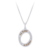 10K White Gold~Brown and White Diamond