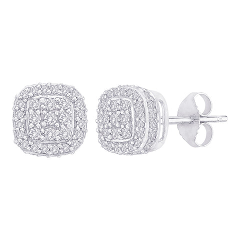 KATARINA Square Diamond Halo Earrings (1/2 cttw GH, I2/I3)