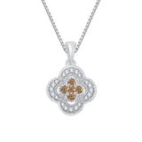 14K White Gold~Brown and White Diamond, 10K White Gold~Brown and White Diamond, Sterling Silver~Brown and White Diamond
