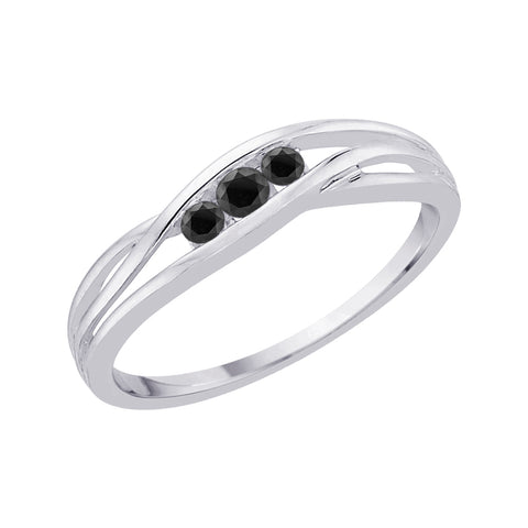 KATARINA 3 Black Diamond Promise Ring (1/5 cttw)