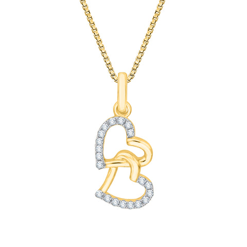 KATARINA Diamond Double Heart Pendant Necklace (1/8 cttw)
