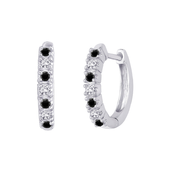 14K White Gold~Black and White Diamond, Sterling Silver~Black and White Diamond