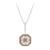 10K White Gold~Brown and White Diamond, Sterling Silver~Brown and White Diamond