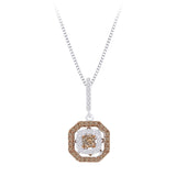 10K White Gold~Brown and White Diamond, Sterling Silver~Brown and White Diamond