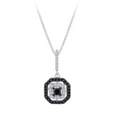 10K White Gold~Black and White Diamond, Sterling Silver~Black and White Diamond