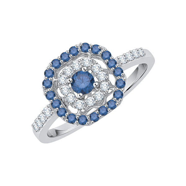 10K White Gold~Blue and White Diamond