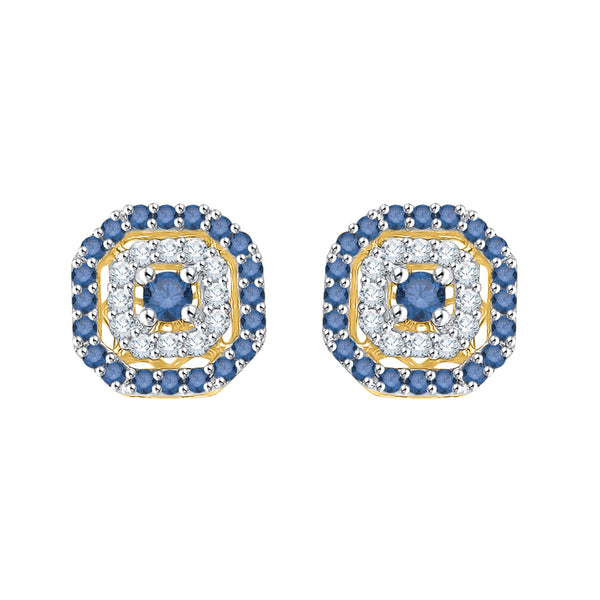 10K Yellow Gold~Blue and White Diamond