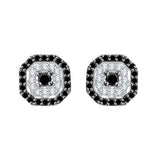 10K White Gold~Black and White Diamond, Sterling Silver~Black and White Diamond