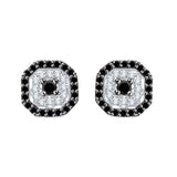 10K White Gold~Black and White Diamond, Sterling Silver~Black and White Diamond