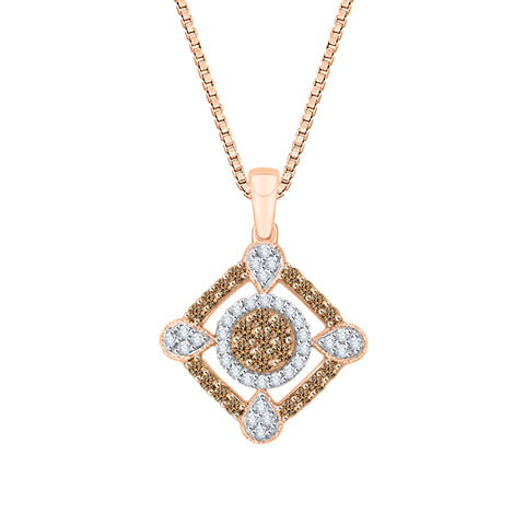 KATARINA Brown and White Diamond Fashion Pendant Necklace (1/2 cttw)