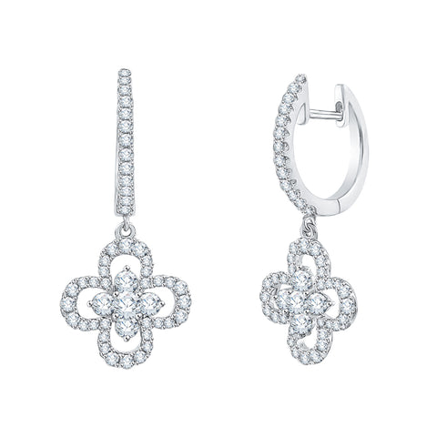 KATARINA Diamond Huggie Earrings with Floral Danglers (3/4 cttw GH, I2/I3)