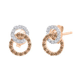 14K Rose Gold~Brown and White Diamond