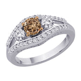 14K White Gold~Brown and White Diamond