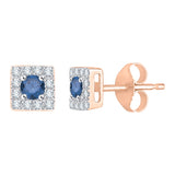 10K Rose Gold~Blue and White Diamond