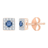 10K Rose Gold~Blue and White Diamond