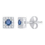 10K White Gold~Blue and White Diamond, Sterling Silver~Blue and White Diamond