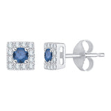 10K White Gold~Blue and White Diamond, Sterling Silver~Blue and White Diamond