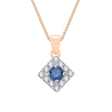 14K Rose Gold~Blue and White Diamond