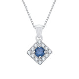 14K White Gold~Blue and White Diamond, Sterling Silver~Blue and White Diamond