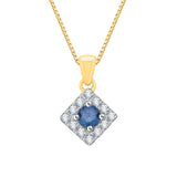 14K Yellow Gold~Blue and White Diamond