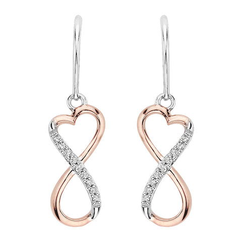 KATARINA Diamond Infinity Dangle Heart Earrings (1/20 cttw)