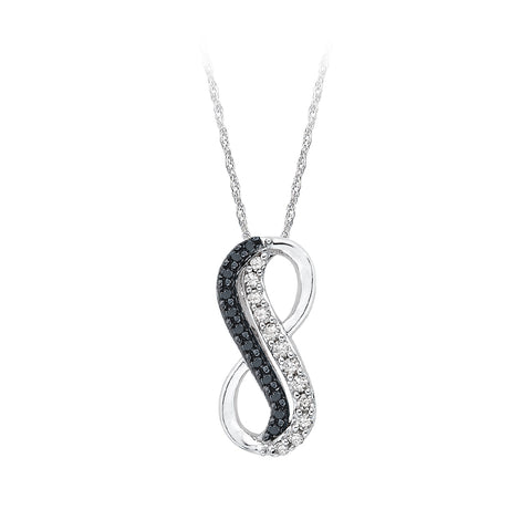 KATARINA Black and White Diamond Infinity Jewelry Set (7/8 cttw)