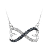 10K White Gold~Black and White Diamond, Sterling Silver~Black and White Diamond