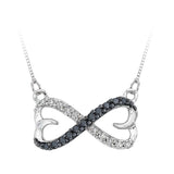 10K White Gold~Black and White Diamond, Sterling Silver~Black and White Diamond
