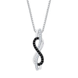 10K White Gold~Black and White Diamond, Sterling Silver~Black and White Diamond