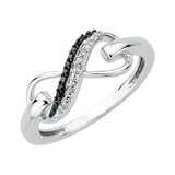 10K White Gold~Black and White Diamond, Sterling Silver~Black and White Diamond