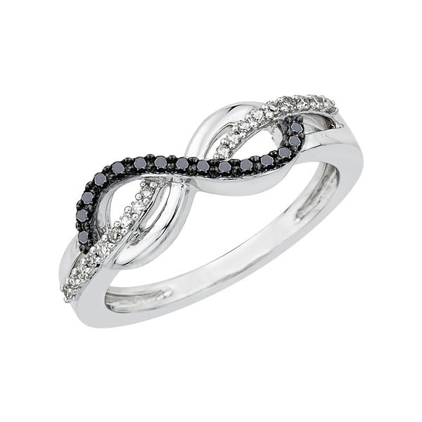 10K White Gold-Black and White Diamond