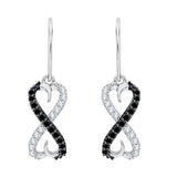10K White Gold~Black and White Diamond, Sterling Silver~Black and White Diamond