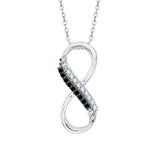 10K White Gold~Black and White Diamond, Sterling Silver~Black and White Diamond