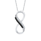 10K White Gold~Black and White Diamond, Sterling Silver~Black and White Diamond