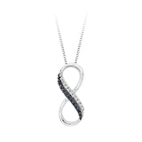 10K White Gold~Black and White Diamond, Sterling Silver~Black and White Diamond