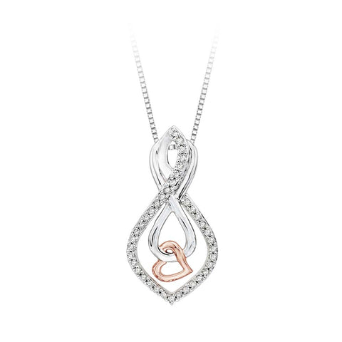 KATARINA Infinity Diamond Heart Pendant Necklace (1/6 cttw)