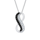 10K White Gold~Black and White Diamond, Sterling Silver~Black and White Diamond