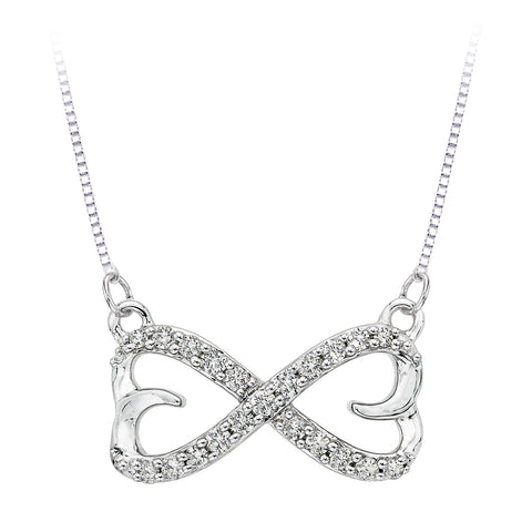 KATARINA Diamond Double Heart Infinity Pendant Necklace (1/5 cttw JK, SI2/I1)