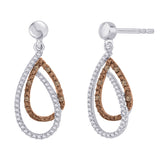 Sterling Silver~Brown and White Diamond