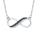 10K White Gold~Black and White Diamond, Sterling Silver~Black and White Diamond