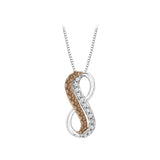 10K White Gold~Brown and White Diamond, Sterling Silver~Brown and White Diamond