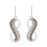 10K White Gold~Brown and White Diamond, Sterling Silver~Brown and White Diamond