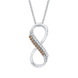 10K White Gold~Brown and White Diamond, Sterling Silver~Brown and White Diamond