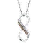 10K White Gold~Brown and White Diamond, Sterling Silver~Brown and White Diamond