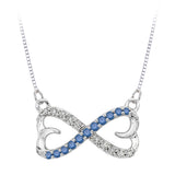 14K White Gold~Blue and White Diamond, 10K White Gold~Blue and White Diamond, Sterling Silver~Blue and White Diamond