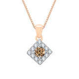 14K Rose Gold~Brown and White Diamond, 10K Rose Gold~Brown and White Diamond