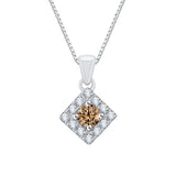 14K White Gold~Brown and White Diamond, 10K White Gold~Brown and White Diamond, Sterling Silver~Brown and White Diamond